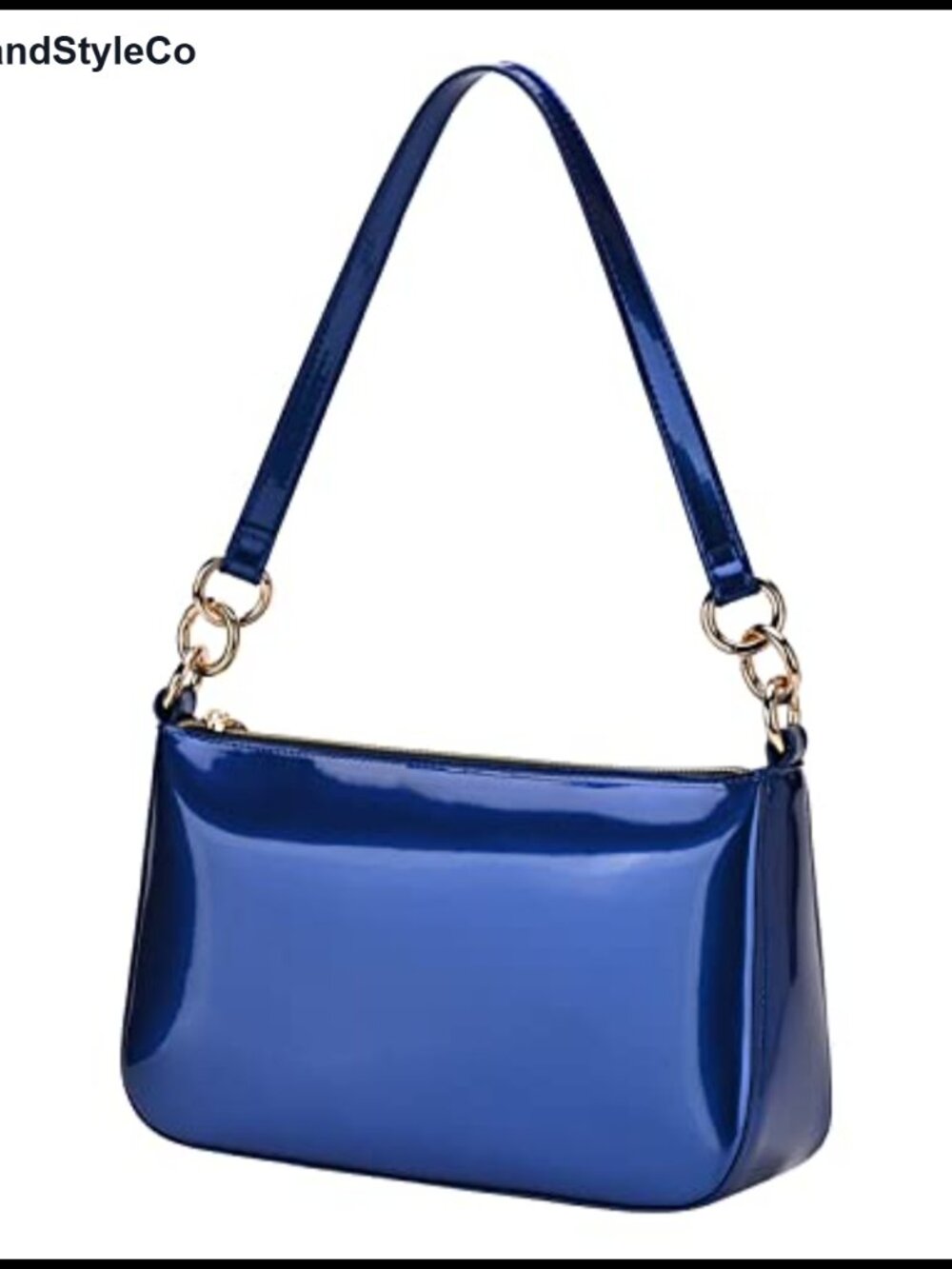 Vegan Patent Leather Y2K Shoulder Bag Womens Shiny Clutch Purse with Strap
